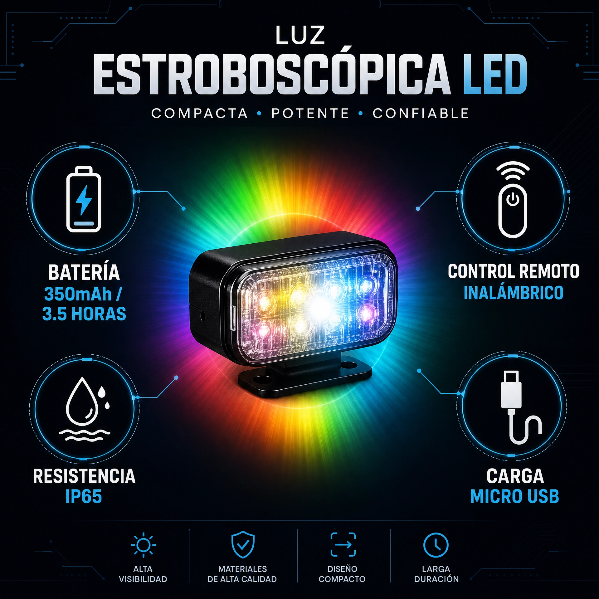 EURS Car Strobe Light M3: Luz de Advertencia Anticolisión LED Inalámbrica con Control Remoto - Imagen 5