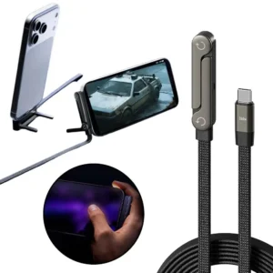 Cable de Carga Plegable Tipo C con Soporte: Carga Rápida 240W y Diseño 2 en 1 para Teléfono y Tablet