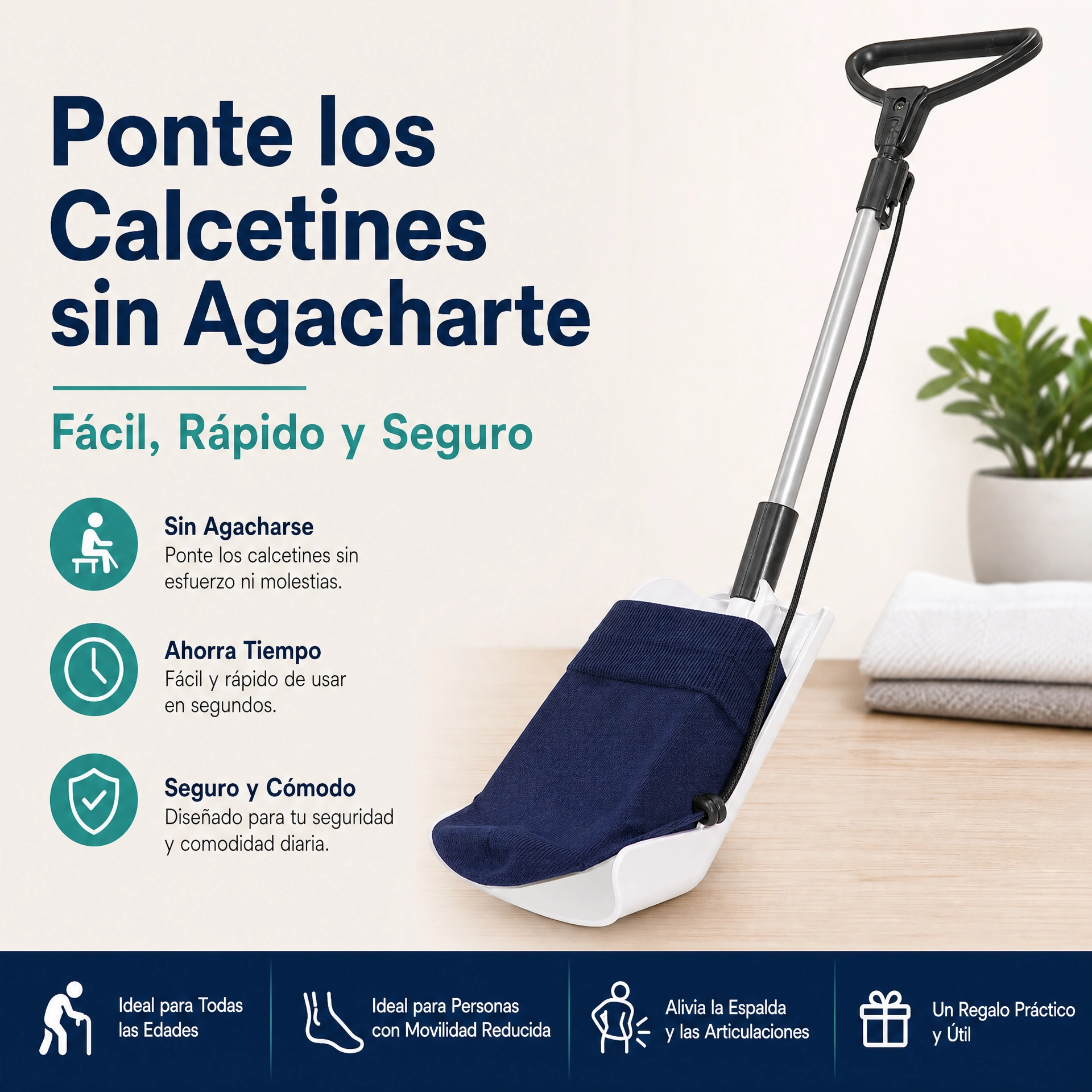 Auxiliar para Poner Calcetines sin Agacharse - Ayuda Diaria Práctica - Imagen 10