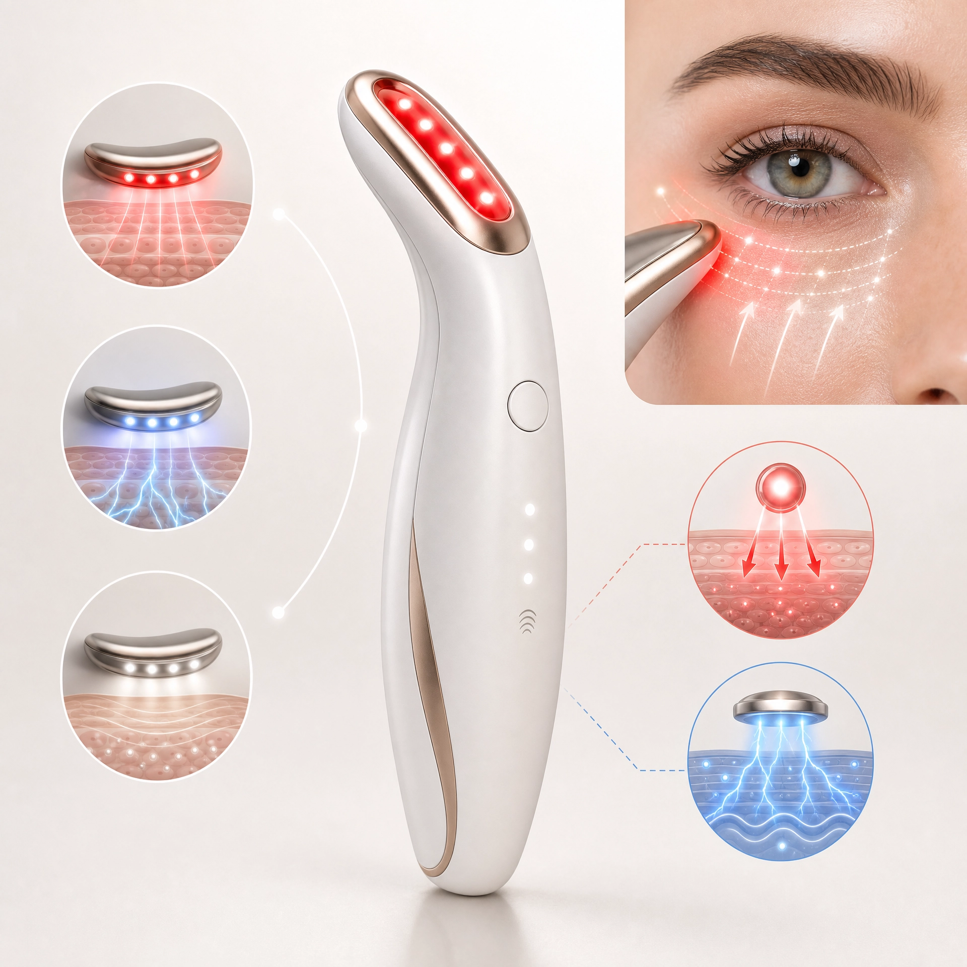 Dispositivo de Belleza Ocular 3 en 1: Fotones LED, Microcorriente y Masaje - Imagen 6