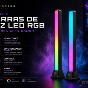 Set de 2 Barras de Luz LED RGB con Bluetooth - Rhythm Lights Gamer