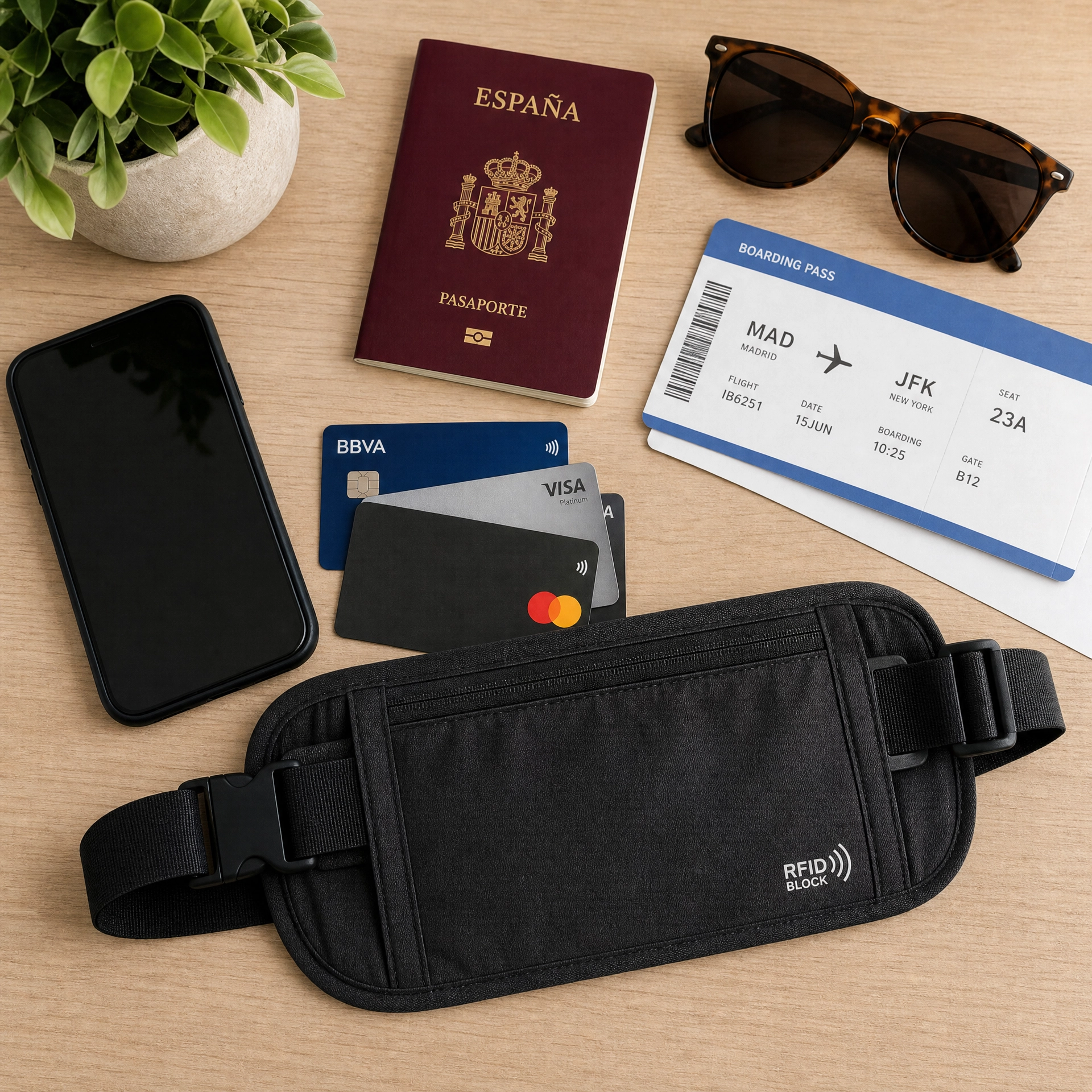 Cinturón de Dinero con Bloqueo RFID: Riñonera Antirrobo de Viaje para Pasaporte, Tarjetas y Efectivo - Imagen 12