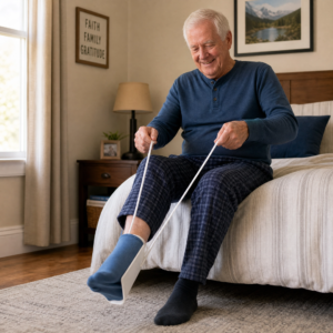 Calzador de Calcetines Ergonómico - Ayuda para Poner Calcetines sin Agacharse (Ideal para Adulto Mayor, Embarazo y Movilidad Reducida)